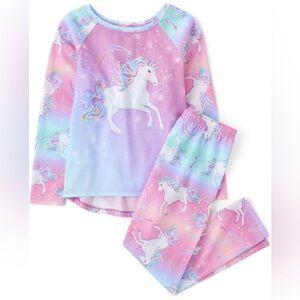 TCP Girls Pajamas Pink Sz 10-12 Tie Dye Top And Pants Unicorn Graphics 2 Piece